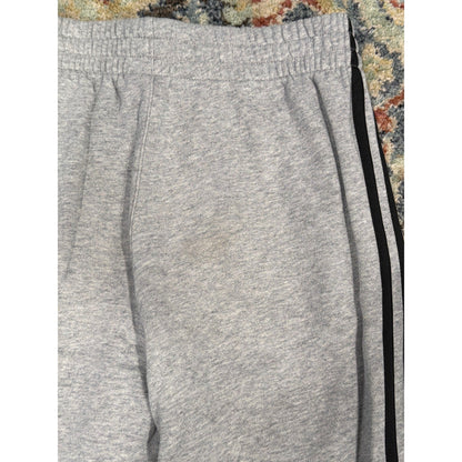 Adidas Sweatpants Boys 10/12 Gray 3-Stripe Fleece Joggers Athleisure *Flawed5
