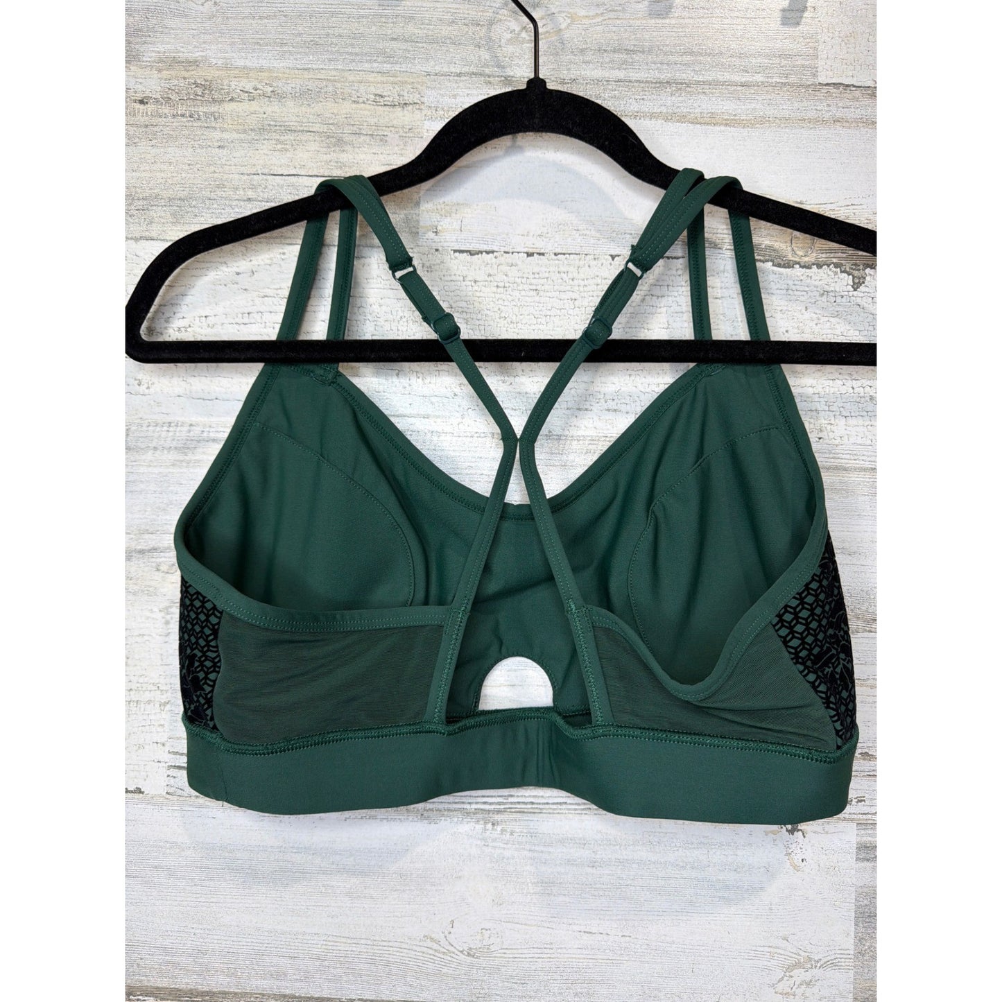 Savage X Fenty Sport Bra Women XL Green Lace Strappy Athleisure EUC3