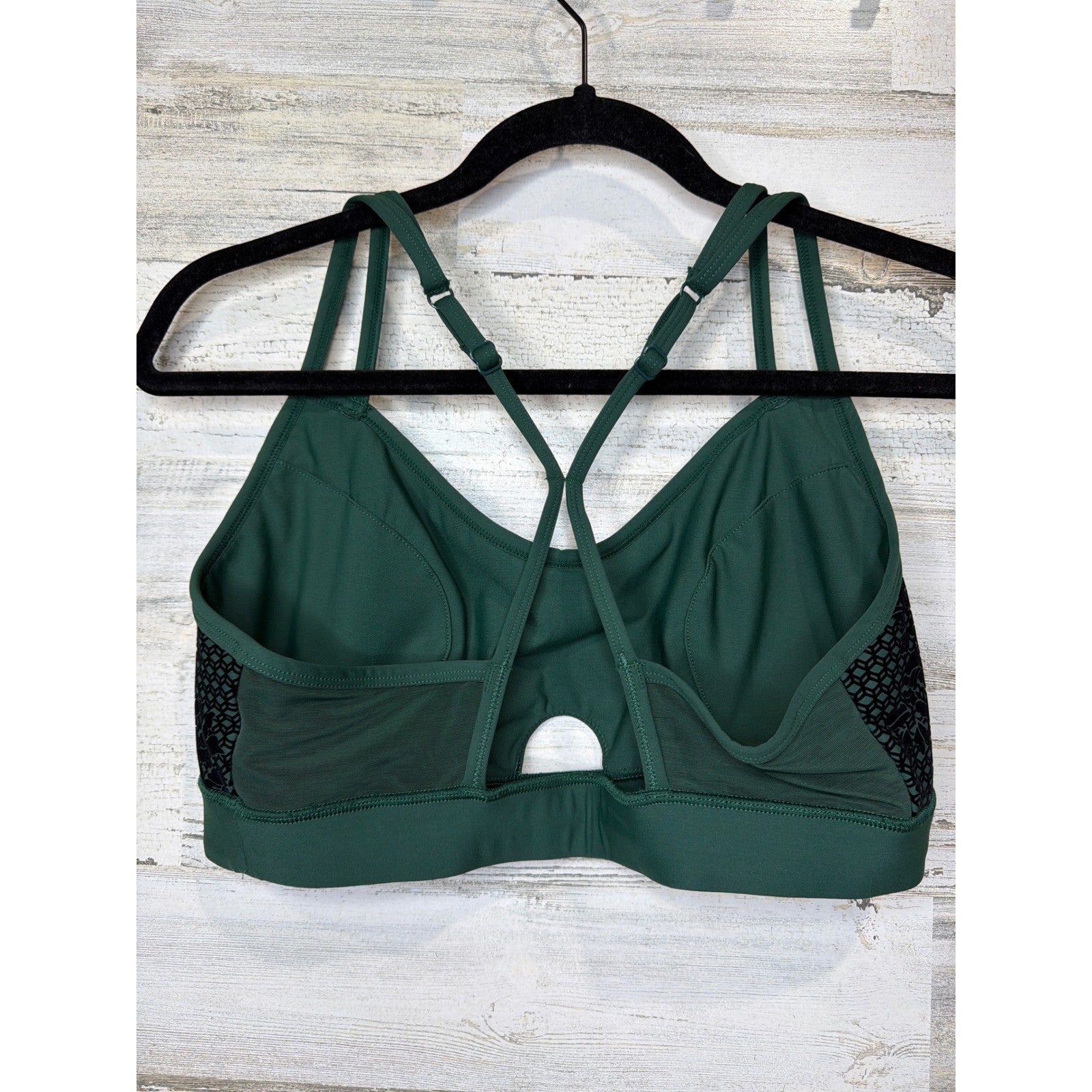 Savage X Fenty Sport Bra Women XL Green Lace Strappy Athleisure EUC3