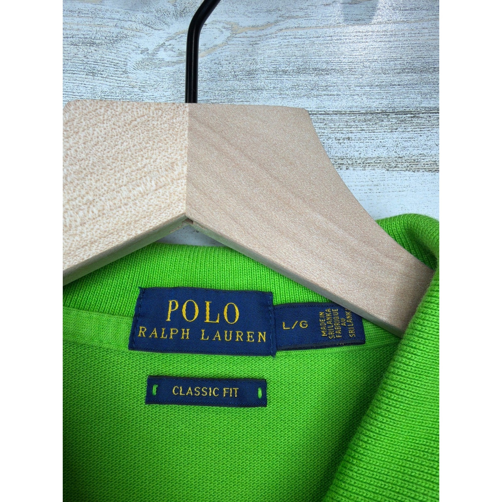 Polo Ralph Lauren Polo Shirt Mens L Green Classic Fit Pony Logo Preppy EUC1