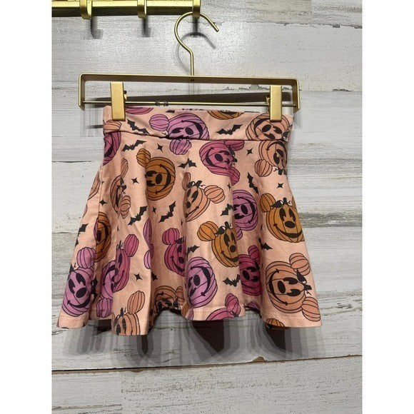 Happy Harlow Halloween Skirt Set Girls 8 Peach Mickey Pumpkin Bats EUC1