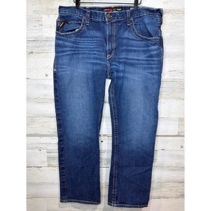 Ariat FR Jeans Men 38x30 Blue M5 Straight Leg Workwear EUC0