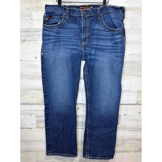 Ariat FR Jeans Men 38x30 Blue M5 Straight Leg Workwear EUC0