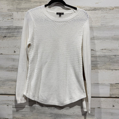 Lety & Me Elbow Patch Sweater Women Medium White Cotton Blend Preppy0