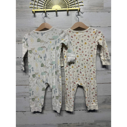 H&M Romper 2-Pack Kids 9-12m Cream Woodland Mushroom Mountain Soft2