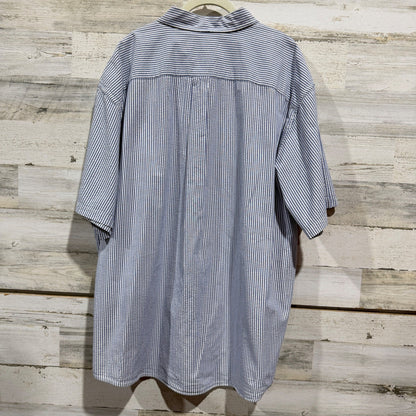 Roundtree&Yorke Seersucker Button Down Shirt Men 2XB Blue Stripe Cotton Classic4