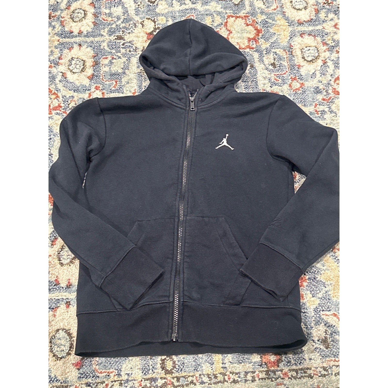 Jordan Full Zip Hoodie Boys Medium 10/12 Black Jumpman Logo GUC0