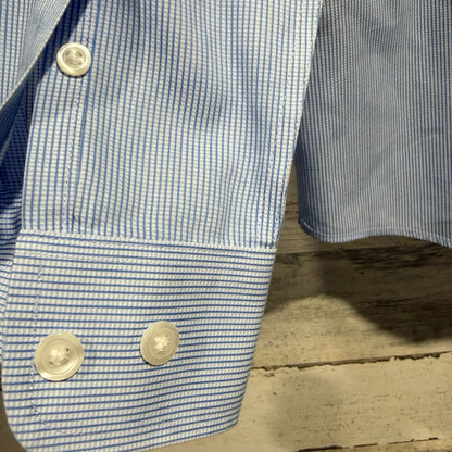 Class Club Gold Label Button Down Boys 14/16 Blue Striped Preppy EUC4