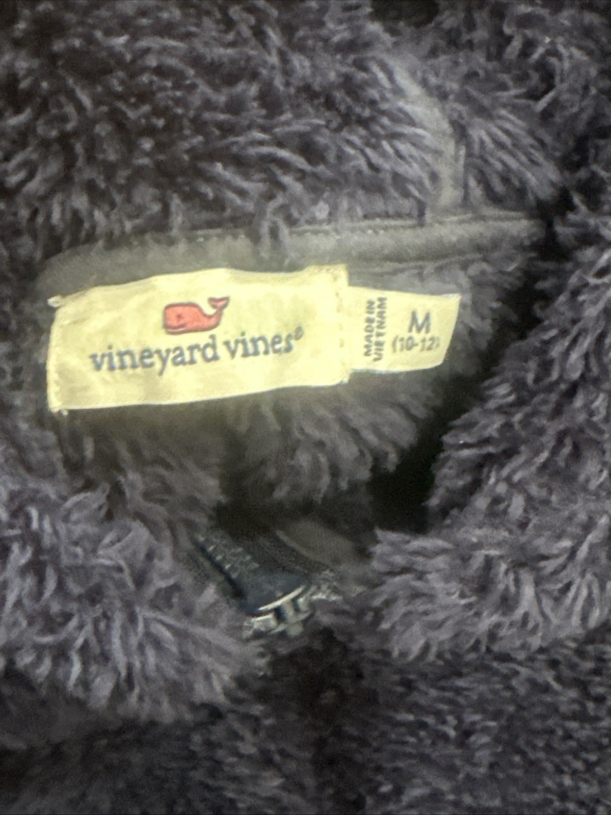 Vineyard Vines Sherpa Hoodie Girls M 10-12 Navy Blue Full Zip Fleece EUC3