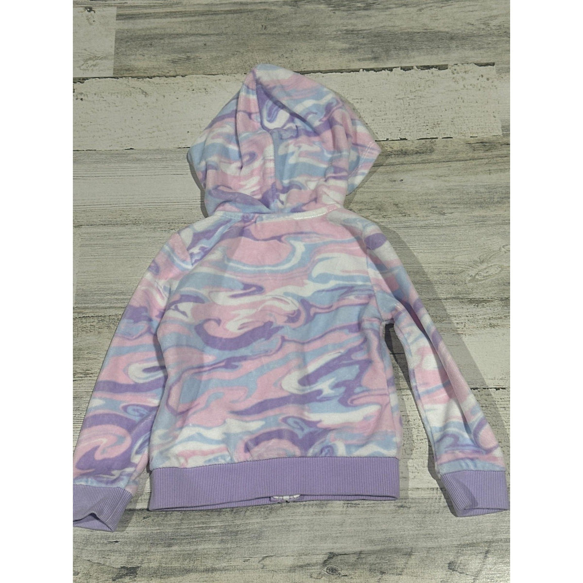 Juicy Couture Hoodie Girls 3T Pastel Marble Swirl Velour Zip Up EUC2