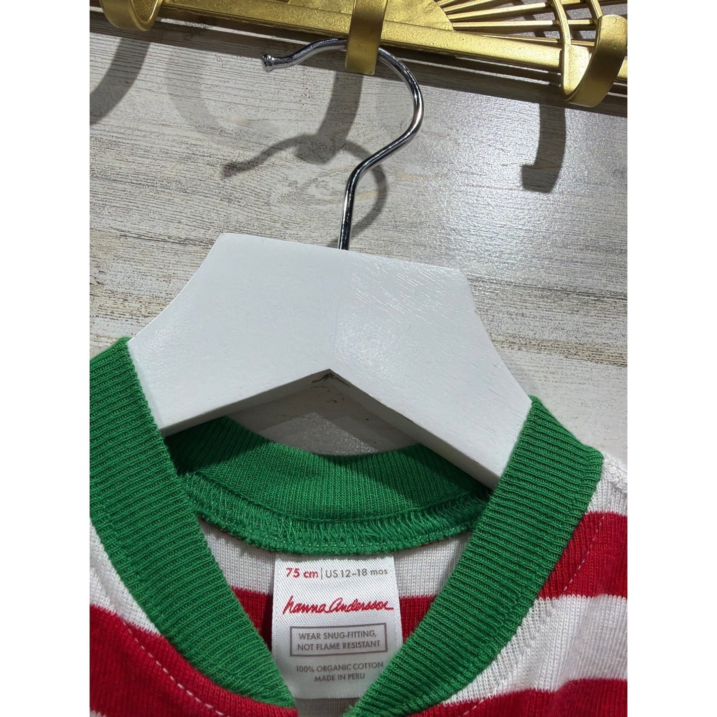Hanna Andersson Sleeper Boys 12-18M Red White Striped Organic Cotton Holiday EUC1