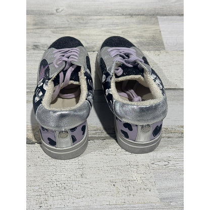 Steve Madden Sneakers Girls Size 4 Black Silver Glitter Star Floral NWT2