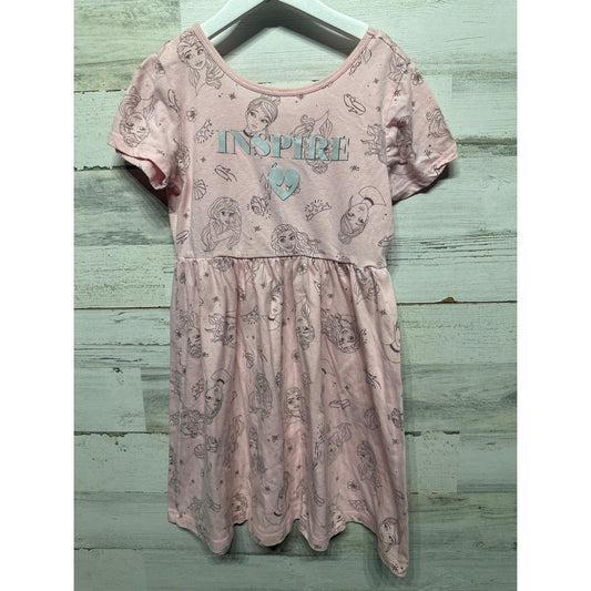 Disney Princess Graphic Dress Girls 7/8 Pink Inspire Sketch EUC0