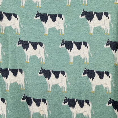 Kozi & Co Bamboo Dress Girls 18-24M Green Cow Print Ruffle Farmcore EUC2