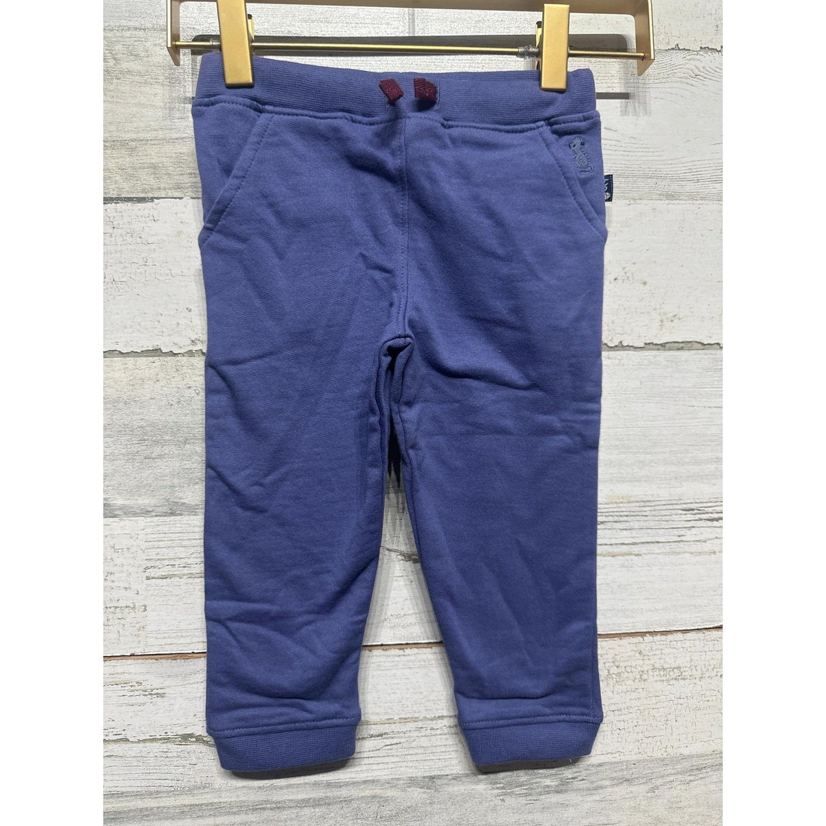 JoJo Maman Bebe Joggers Boys 6-12m Blue Elastic Waist Ribbed Cuffs NWT0