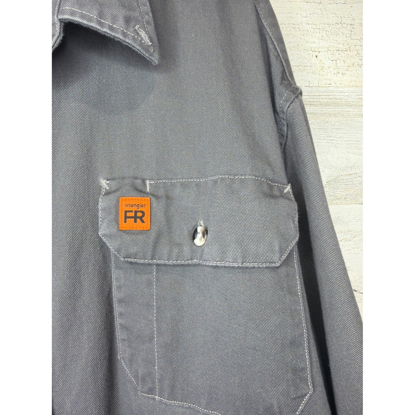 Wrangler Riggs Workwear FR Shirt Men XXL Gray Flame Resistant Utility EUC2