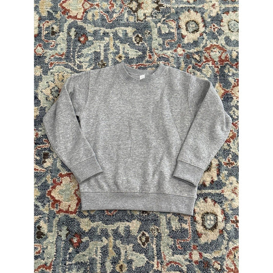Rabbit Skins Sweatshirt Boys Girls 5/6 Grey Blank Fleece Crewneck EUC0