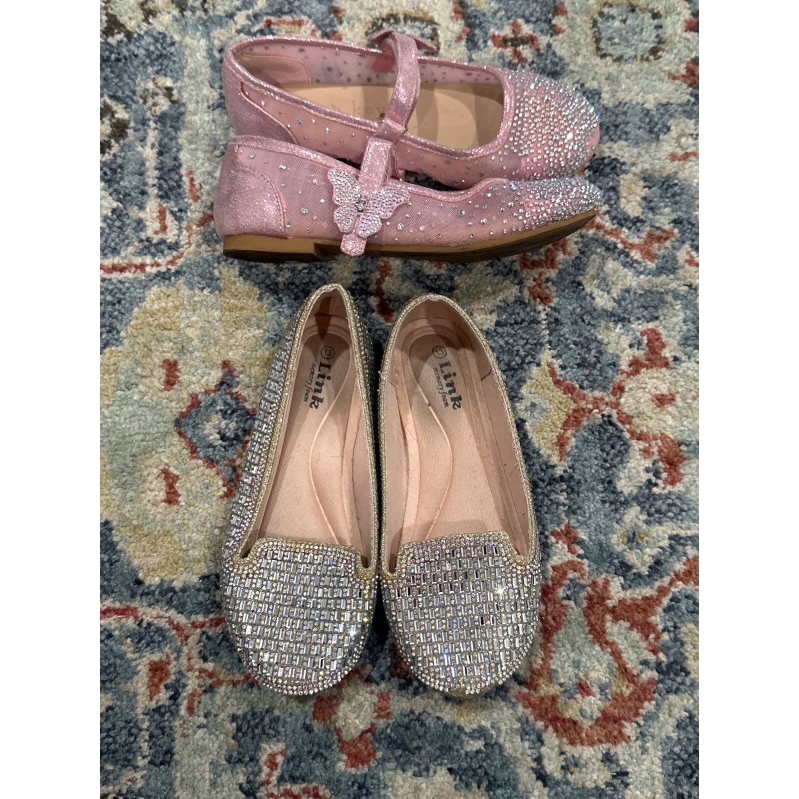 Link Copper Key Dress Shoes Bundle Girls 13 Pink Silver Rhinestone Glitter1