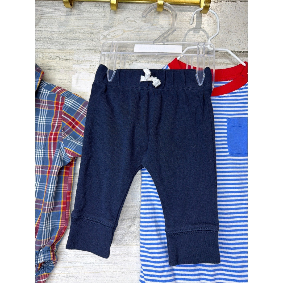 Wrangler Wonder Nation Carters Baby Boys 3M Plaid Striped Bundle Red White Blue2