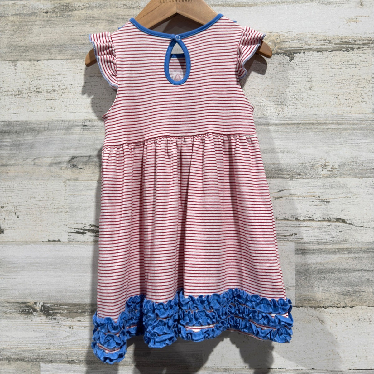 Magnolia Baby Firework Dress Girls 3 Red White Blue Pima Cotton Patriotic EUC2