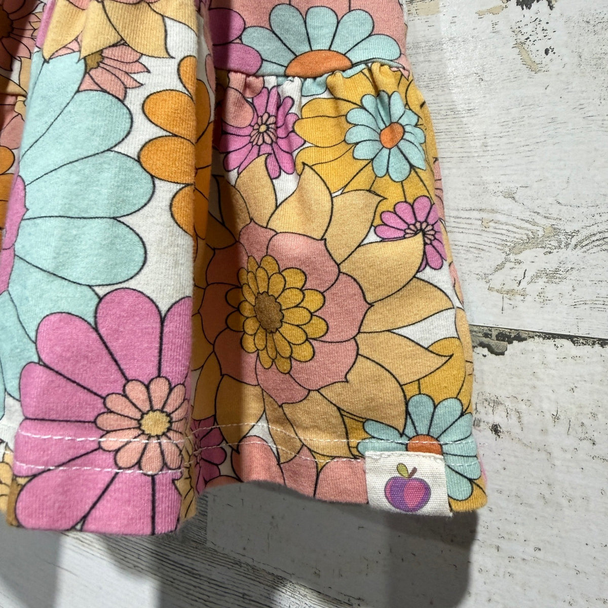 Cheeky Plum Floral Dress Girls 4T Colorful Cotton Spandex Retro Style EUC2