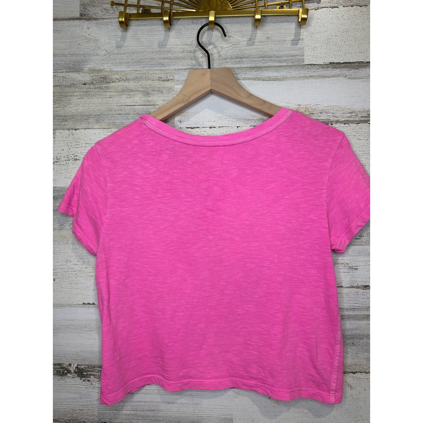 Aerie Graphic Crop Top Women Medium Pink Smiley Face Party Til Sunrise EUC3
