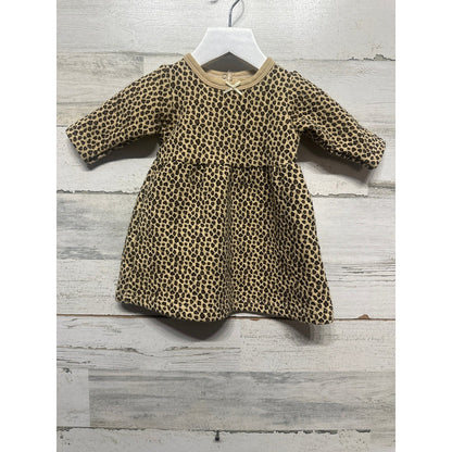 HB Leopard Quilted Dress Girls 3-6M Tan Brown Animal Print EUC0