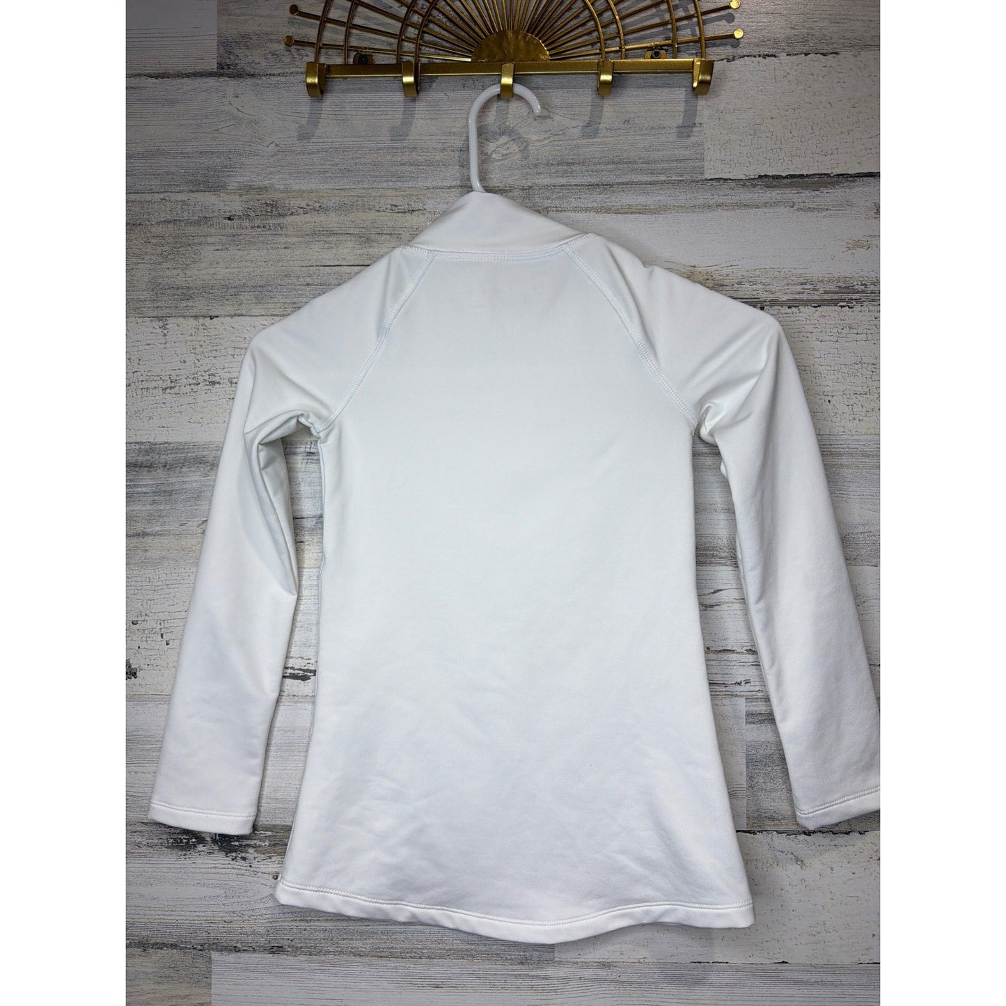 Under Armour ColdGear Shirt Boys Small White Mock Neck Fitted Athletic EUC3