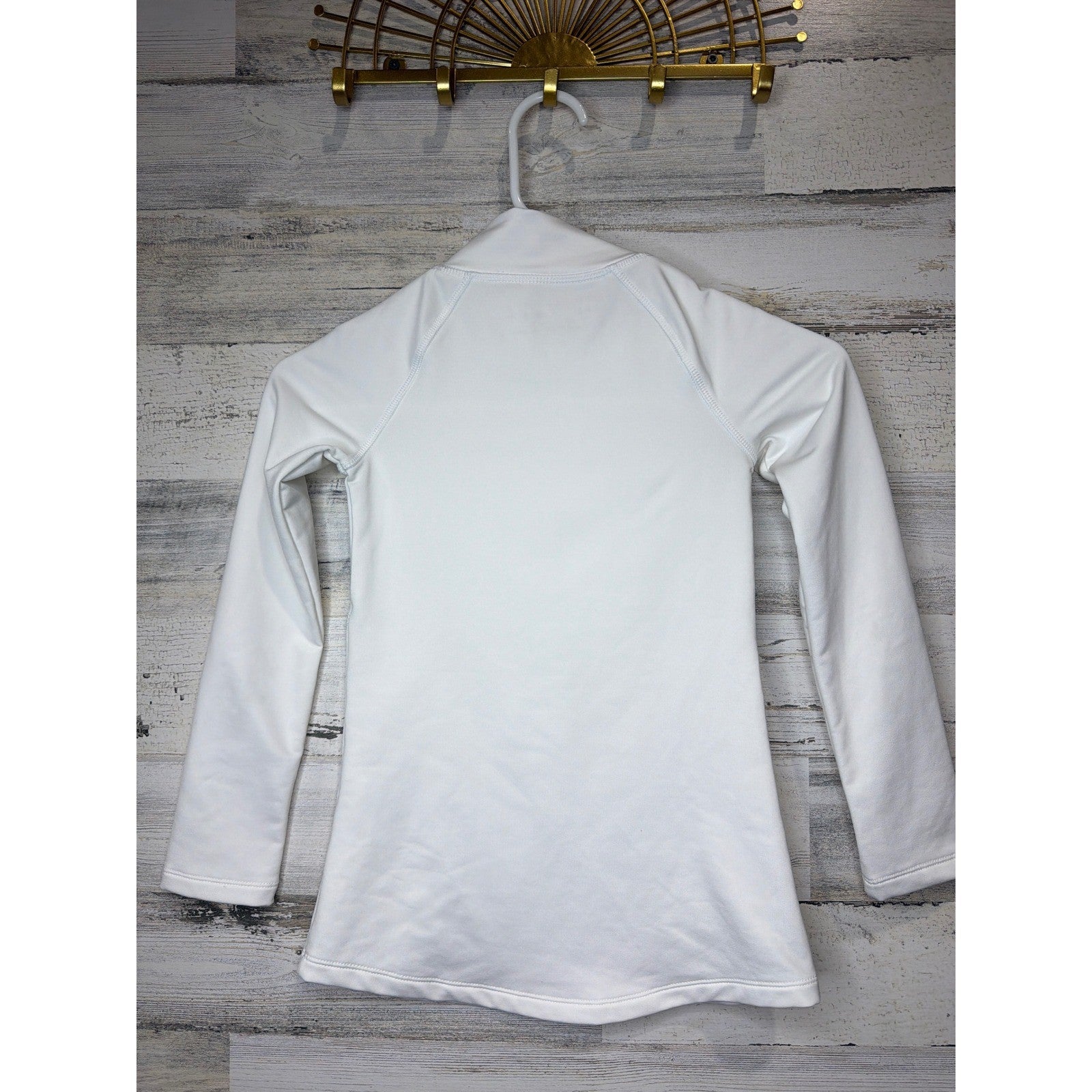 Under Armour ColdGear Shirt Boys Small White Mock Neck Fitted Athletic EUC3