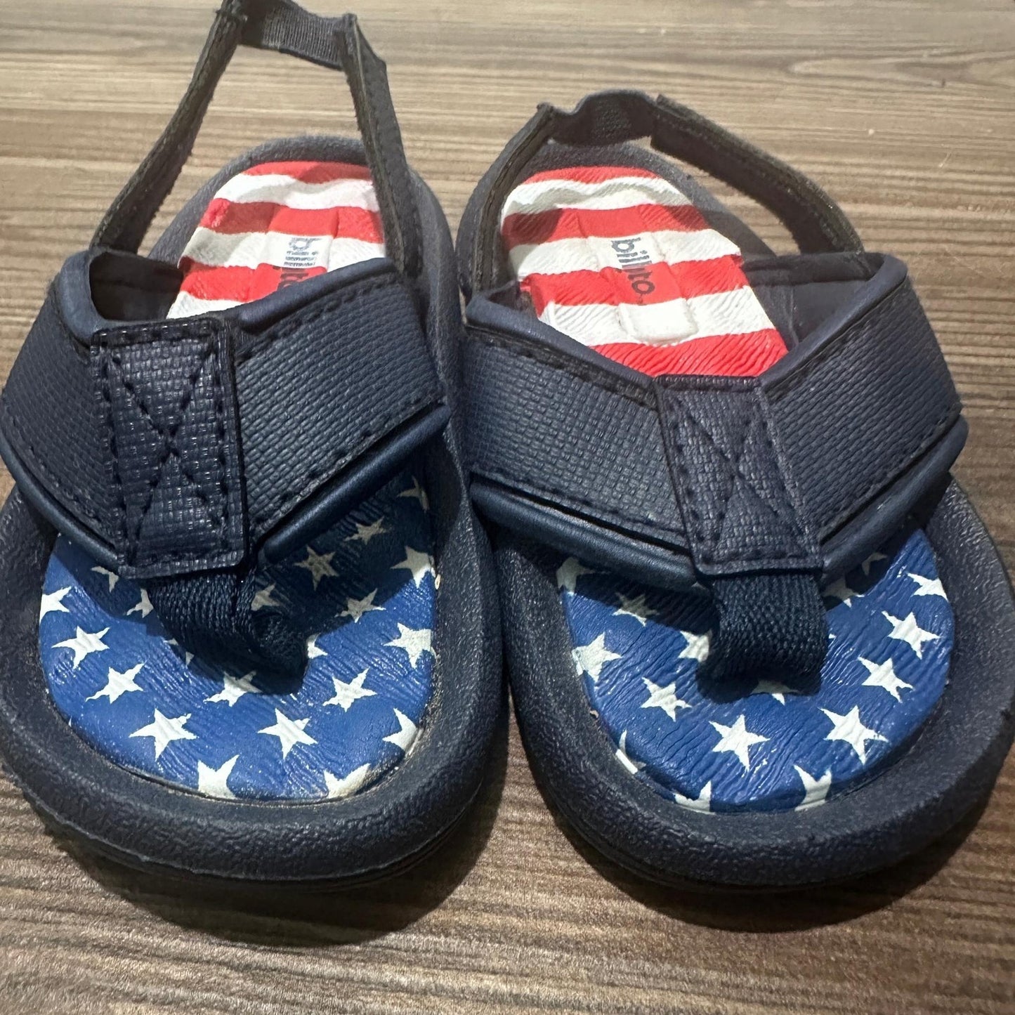 Billito Flip Flops Boys 4-5 Toddler Red White Blue USA Flag Americana2