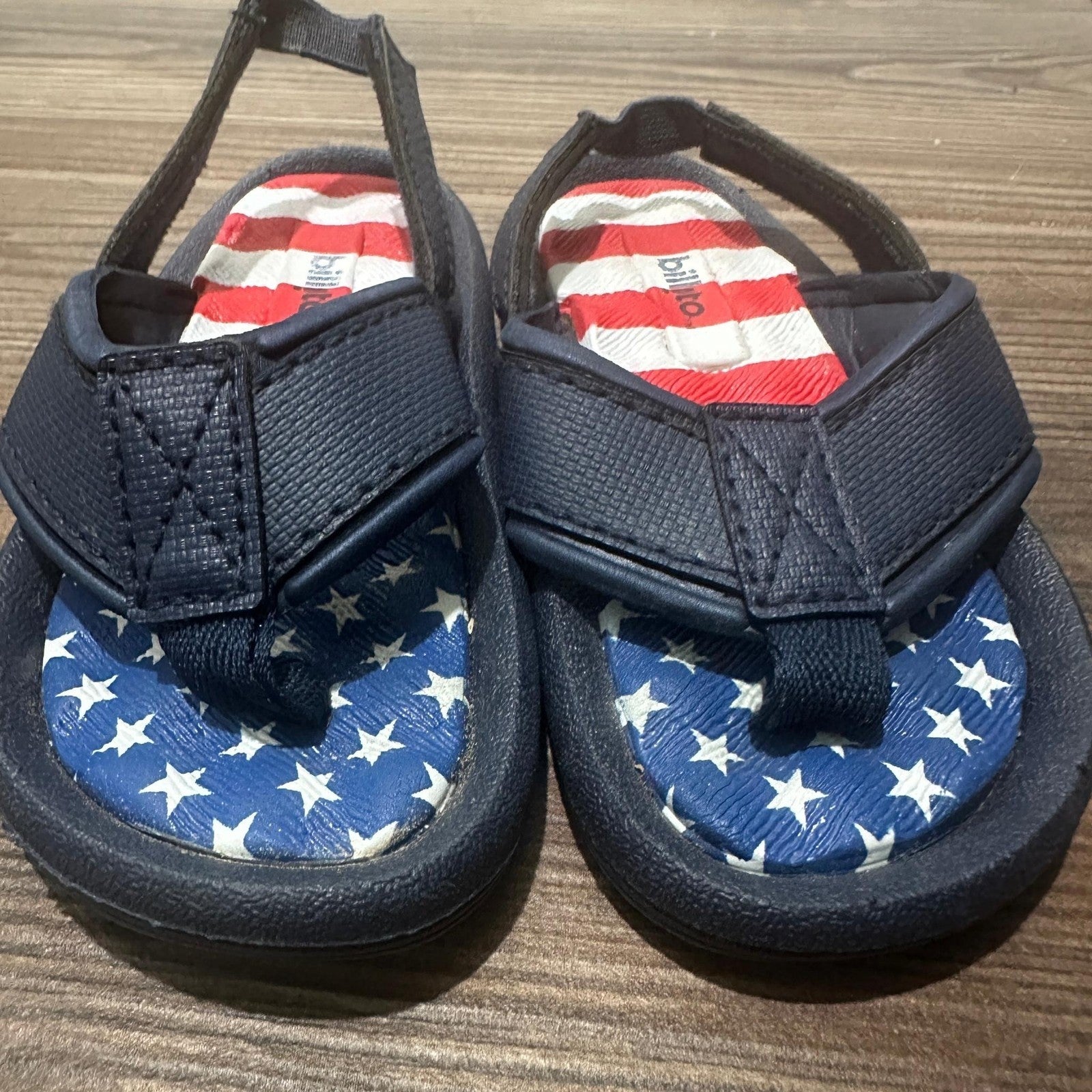 Billito Flip Flops Boys 4-5 Toddler Red White Blue USA Flag Americana2