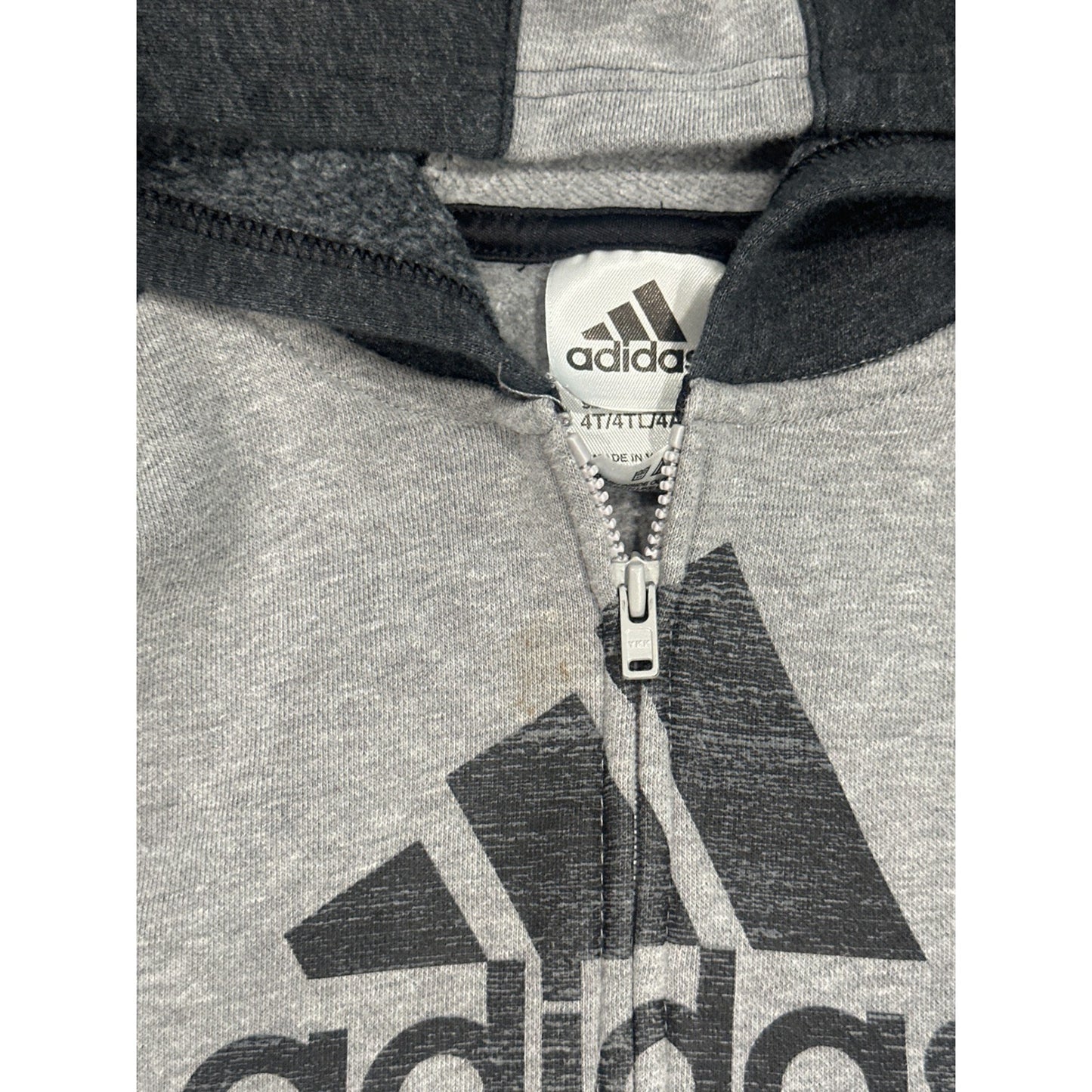 Adidas Jacket Bundle Kids 4T Grey Camo Logo Zip Up Hooded Sporty *Flaws*2