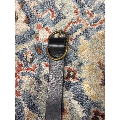 American Eagle Leather Belt Women Small Black Brass Buckle Boho EUC1
