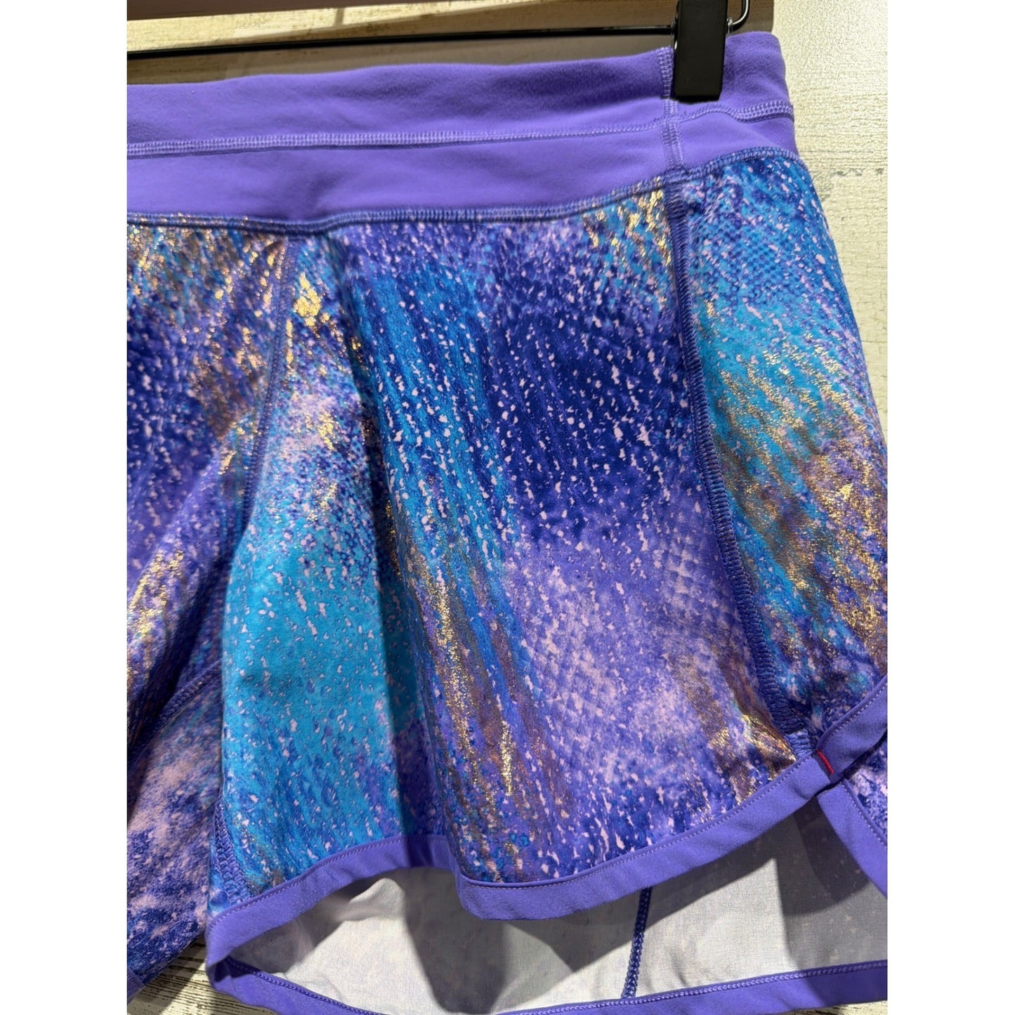 Ivivva Athletic Shorts Girls 14 Purple Blue Galaxy Print Activewear EUC1