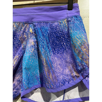 Ivivva Athletic Shorts Girls 14 Purple Blue Galaxy Print Activewear EUC1