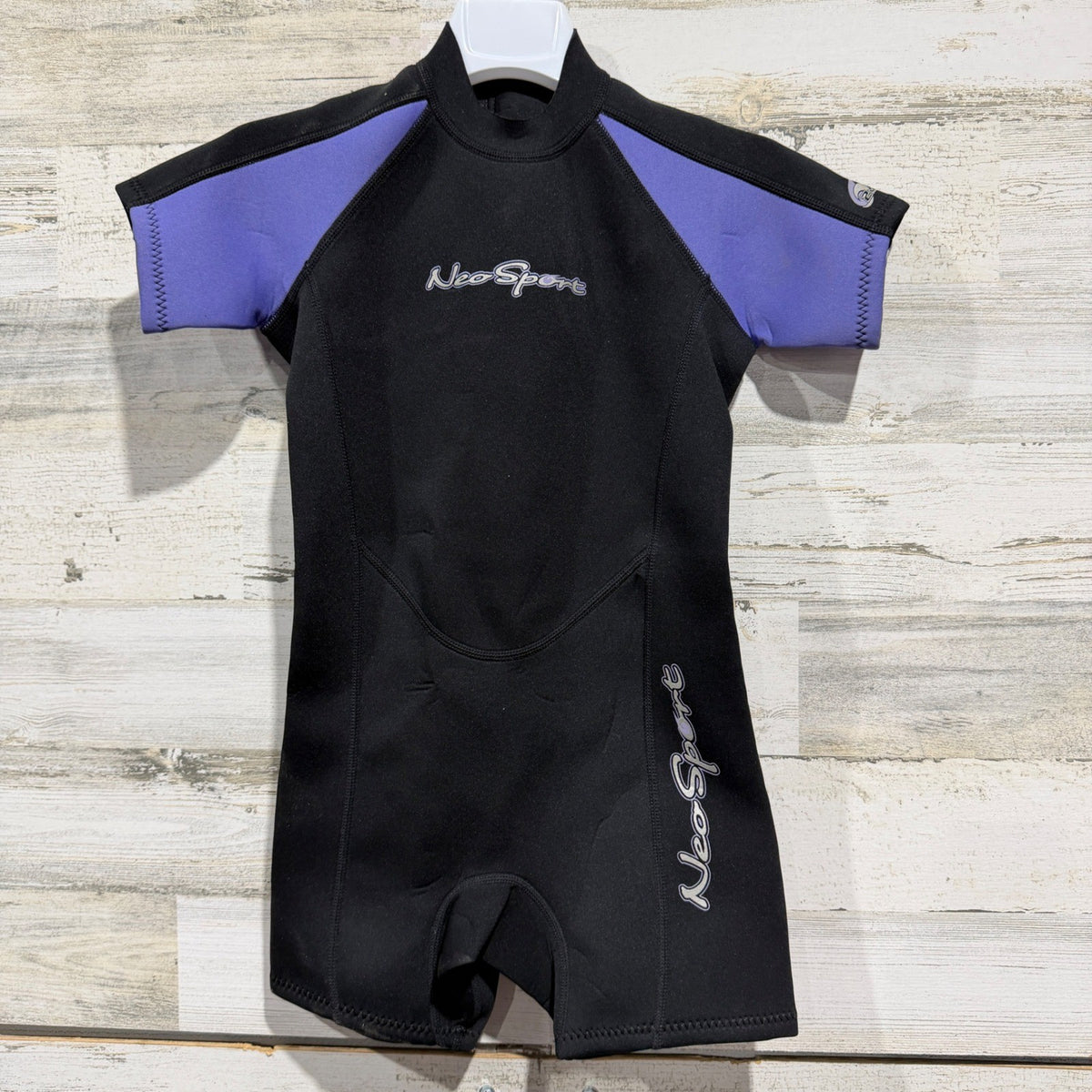 NeoSport Wetsuit Kids Size 8 Black Purple Shorty Spring Suit Surfing EUC0