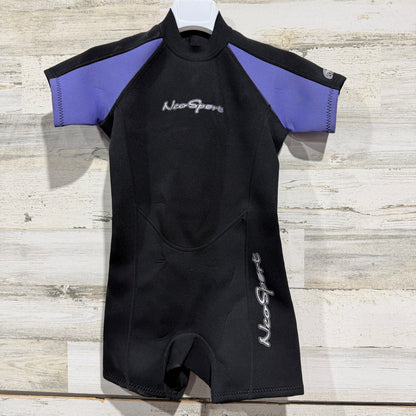 NeoSport Wetsuit Kids Size 8 Black Purple Shorty Spring Suit Surfing EUC0
