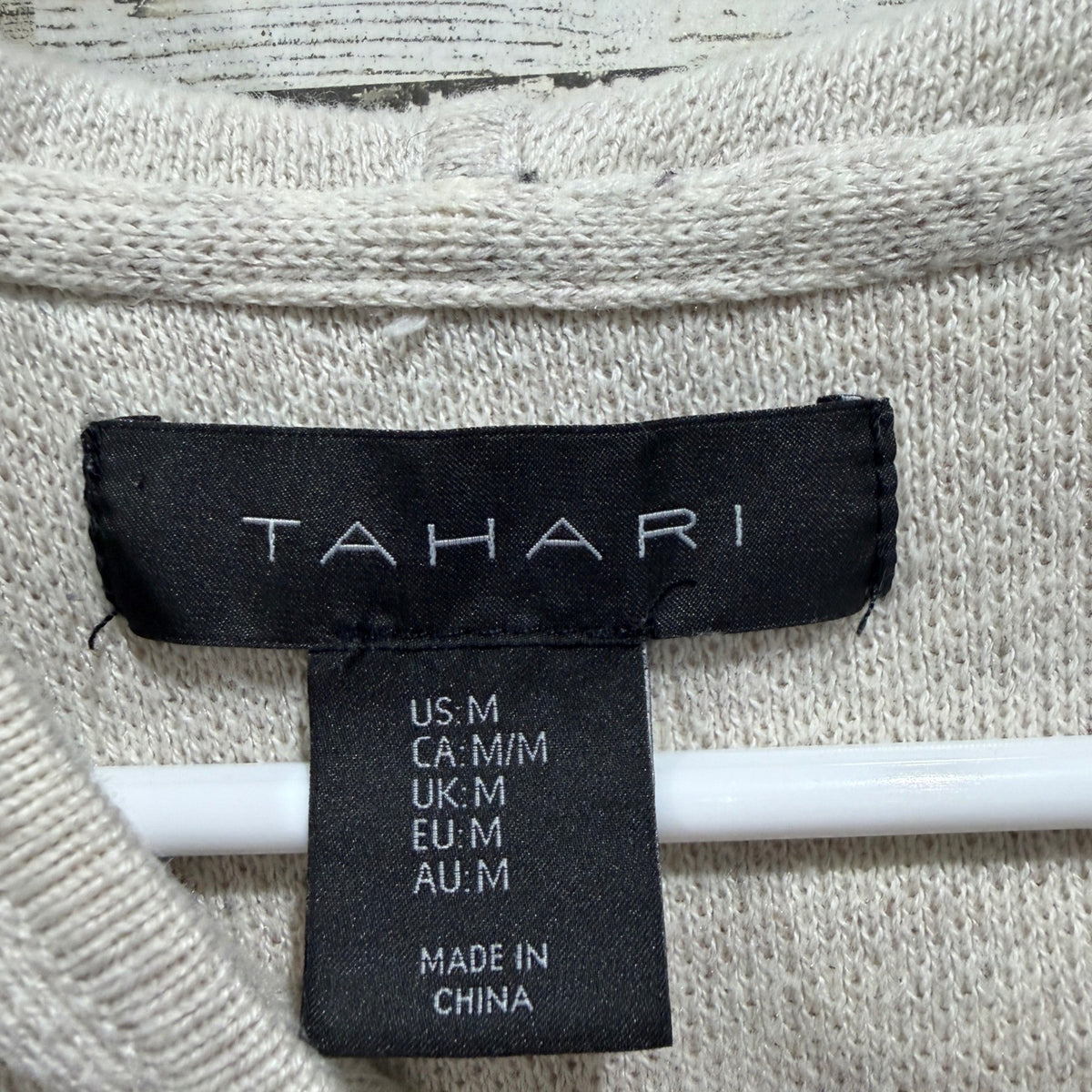 Tahari Longline Zip Hoodie Sweater Women M Oatmeal Cotton Blend Casual GUC*1