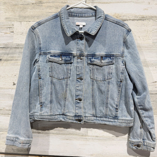 GB Girls Denim Jacket Kids XL Light Blue Button Up Trucker Classic *Flawed0