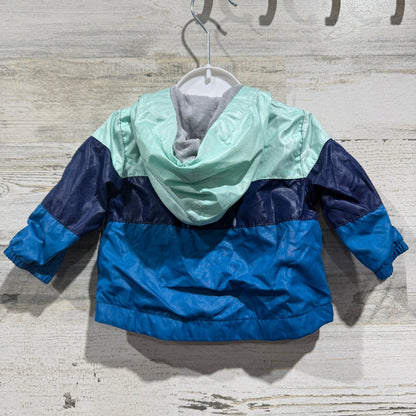 Cat & Jack Windbreaker Jacket Boys 0-3M Blue Colorblock Sporty EUC2