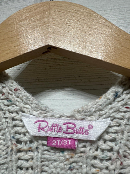 RuffleButts Cardigan Girls 2T/3T Cream Cable Knit Confetti Open Front EUC1