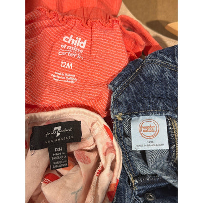 Girls 12M Bundle Denim Dress Coral Dress Bright Floral7