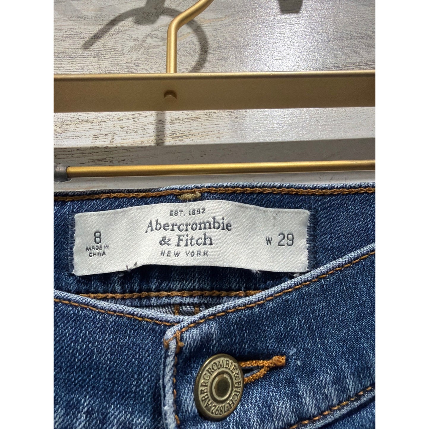 Abercrombie & Fitch Denim Shorts Womens 8 Blue Distressed Raw Hem EUC3