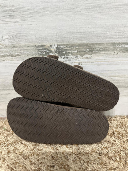 Brown Double Buckle Sandals Kids Youth 1 Brown Slides EUC4