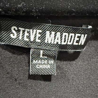Steve Madden BL203027 Jumpsuit Women Large Black Rayon Blend Modern GUC3