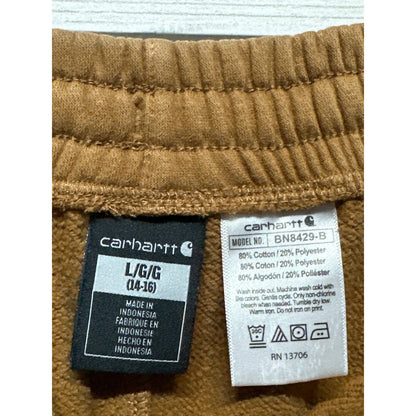 Carhartt Jogger Sweatpants Boys L 14-16 Brown Large Logo EUC3