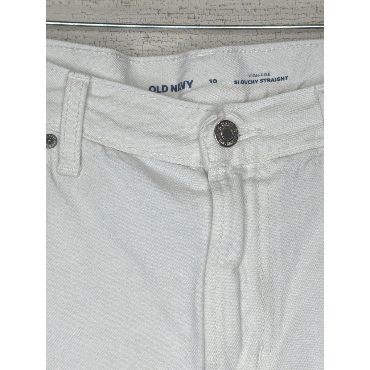 Old Navy Denim Shorts Women Size 10 White High-Rise Slouchy Straight Coastal GUC1