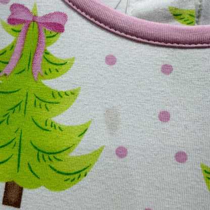 Busy Bees Smocks Dress Girls 5 White Christmas Tree Holiday Knit *Flawed2