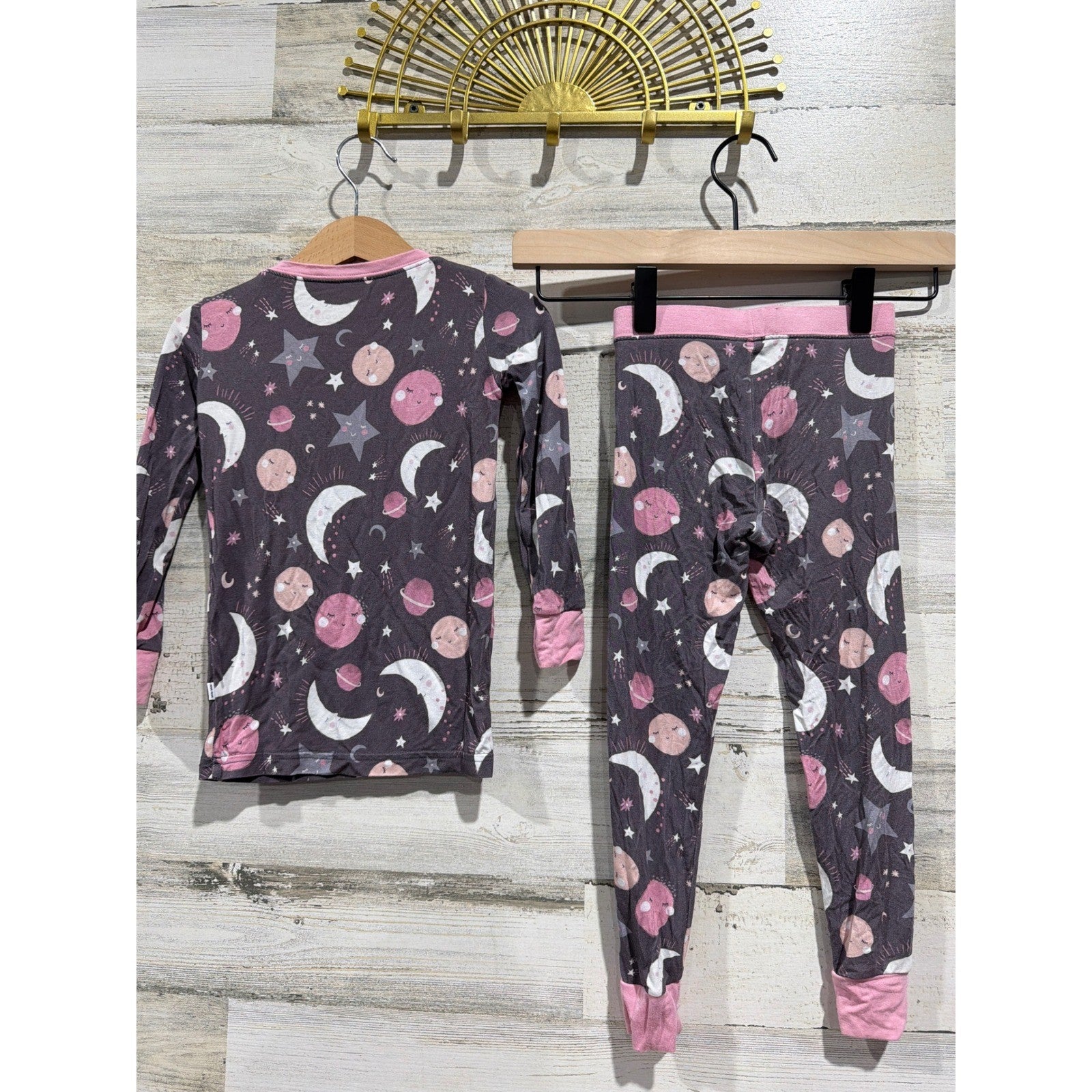 Little Sleepies Pajama Set Girls 2T Gray Pink Moon Stars Celestial5
