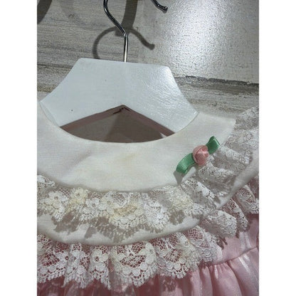 Vintage Dress Lot Girls 0-3M Pink White Lace Ruffle Floral Coquette *Flaws11
